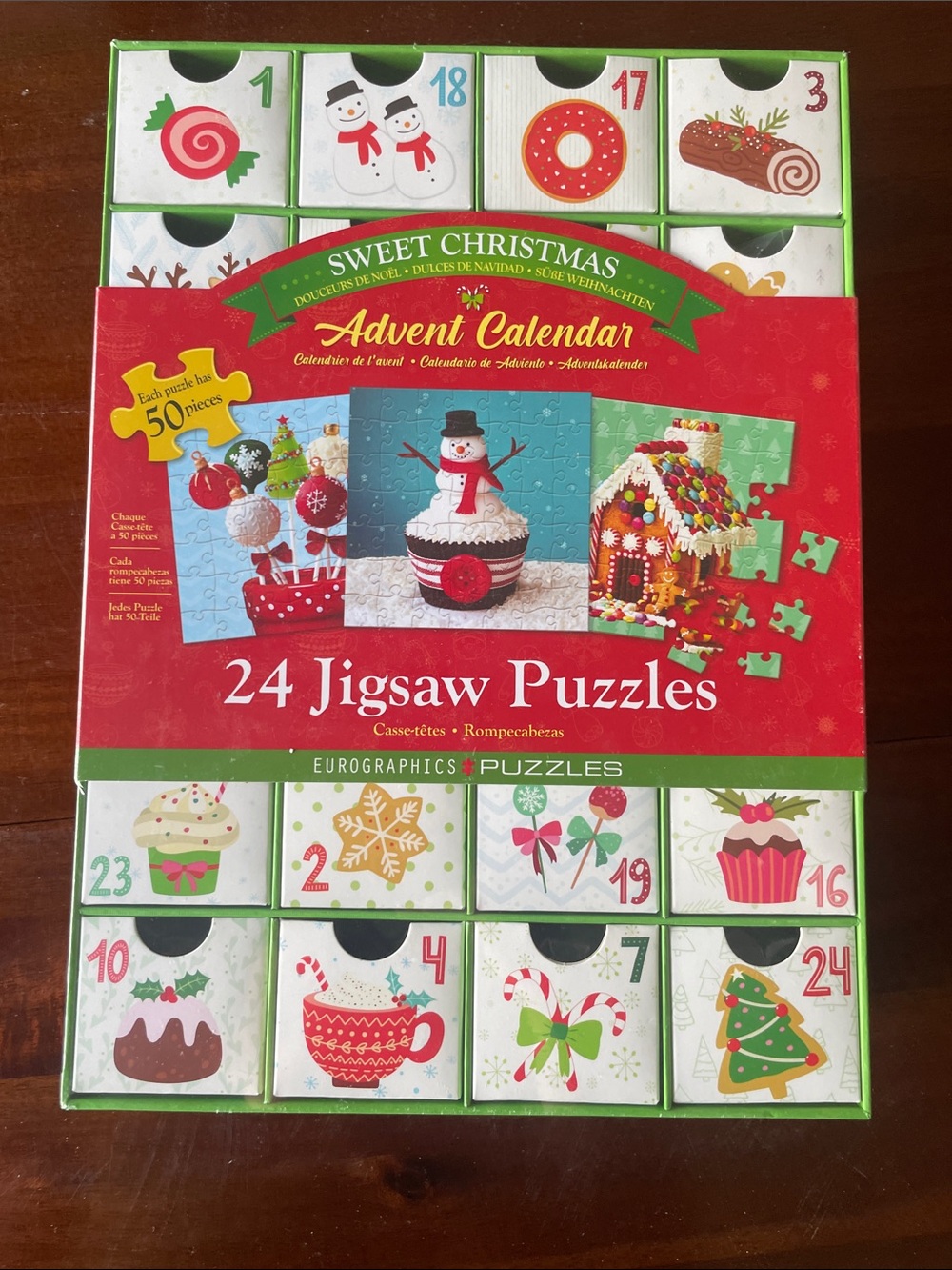 Eurographics Sweet Christmas 24 Jigsaw Puzzles Advent Calendar - Red/Green